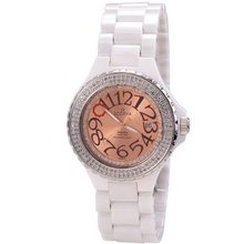 Scorva Ceramic White Swiss Movement Date Display One Hundred Ninety Seven Genuine (197) Diamonds, Exclusive To Amazon.Com. Perfect Gift For Christmas Life Time Warranty Diamond Setting, Blanca Charmane STP1033