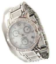 Scorva Round Diamond Chronograph Solid Stainless Steel Top Grade Genuine Diamonds (0.14carats) Three Subdials Face Exclusive On Amazon.Com Perfect Gift Life Time Warranty On Diamond Setting White Ceramic Face STP1349LJW
