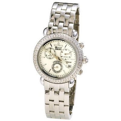 Scorva Stainless Steel Swiss Movement With One Hundred Thirty Five Genuine (135) Diamonds. Exclusive To Amazon.Com. Perfect Gift For Christmas, Valentines Day, Mothers Day Life Time Warranty Diamond Setting, Galante White MOP STP1003