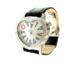 Scorva Womes Soild Stainless Steel Heart With Genuine Leather Strap Genuine Diamonds Exclusive on Amazon.Com Perfect Gift For Christmas Life Time Warranty Diamond Setting, Love And Peace STP1031