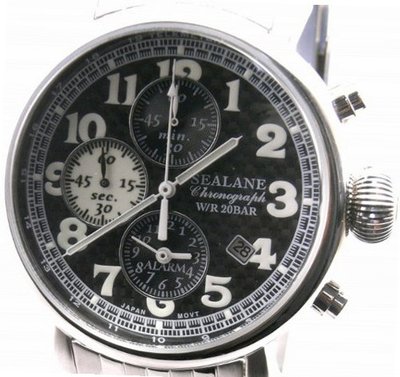 SEALANE 20 BAR alarm chronograph metal SE26-BK men's