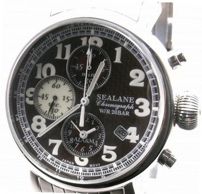 SEALANE 20 BAR alarm chronograph metal SE26-BR men's