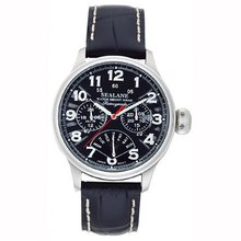 SEALANE design 20 BAR retrograde cow real leather N luminescent SE31-LBK 