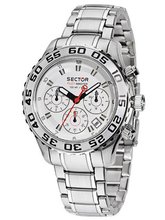 Sector R3273679045 In Collection Pilot Master, Chrono 45mm with White Dial and Stainless Steel Bracelet