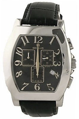 Seculus Classic 4469.1.816 ss case, black dial, black leather