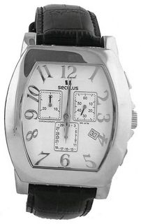 Seculus Classic 4469.1.816 ss case, white dial, black leather