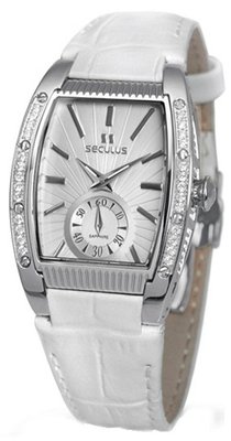 Seculus Design 1667.2.1069 white, ss cz stones, white leather