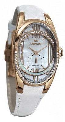 Seculus Design 1668.2.1064 white, pvd-r cz stones, white leather