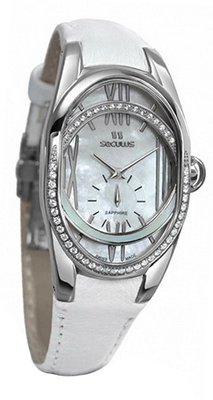 Seculus Design 1668.2.1064 white, ss cz stones, white leather
