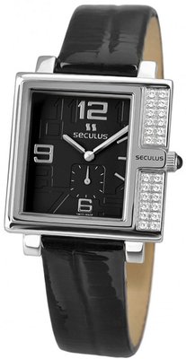Seculus Design 1670.2.1064 black, ss-cz, black leather
