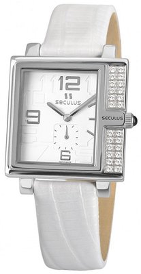 Seculus Design 1670.2.1064 white, ss-cz, white leather