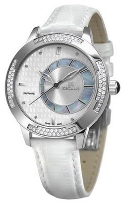 Seculus Design 1671.2.1063 white mop, ss cz stones, white leather