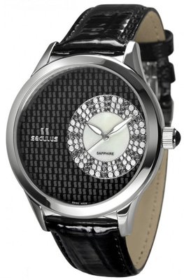 Seculus Design 1672.2.1063 black-mop, pvd-r crown onyx, black lea