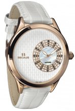 Seculus Design 1672.2.1063 white mop, pvd-r crown onyx, white lea