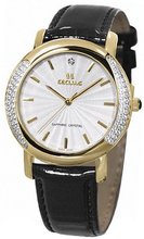 Seculus Design 1673.2.1063 white-cz, pvd-y-cz, black leather