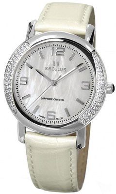 Seculus Design 1673.2.1063 white-cz, ss-cz, pearl leather