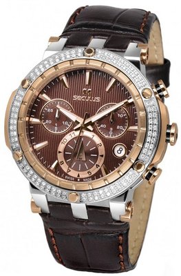 Seculus Sports 1682.2.503 brown, ss-r with stones, brown leather