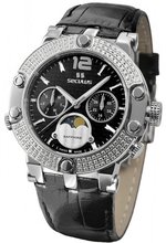 Seculus Sports 1690.5.706 black, ss with stones, black leather