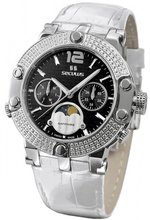 Seculus Sports 1690.5.706 black, ss with stones, white leather