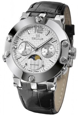 Seculus Sports 1690.5.706 white, ss, black leather