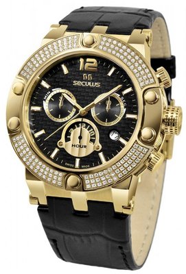 Seculus Sports 4490.2.503 black, pvd stones, black leather