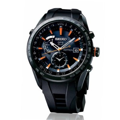 Seiko SAST025 Astron Solar GPS Black & Orange Dial