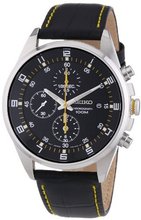 Seiko SNDC89P2 Leather Synthetic Analog with Black Dial