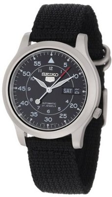 Seiko SNK809 "Seiko 5" Automatic with Black Canvas Strap