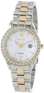 Seiko SUT074 "Dress" Two-Tone Stainless Steel Swarovski Crystal-Accented Solar