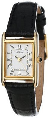 Seiko SXGN42 Gold-Tone and Black Leather Strap