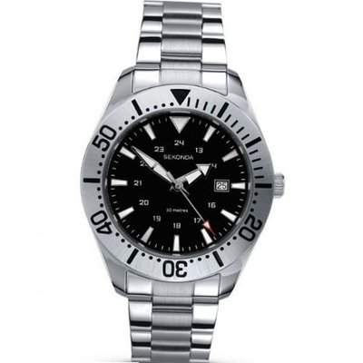 Gents Sekonda Stainless Steel Bracelet With Black Dial Model 3402