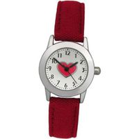 Limit Girls Red Heart Silver Dial Red Fabric Strap 6454