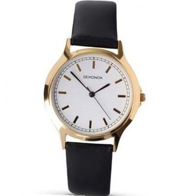 Sekonda Gents Black Leather Strap 3136