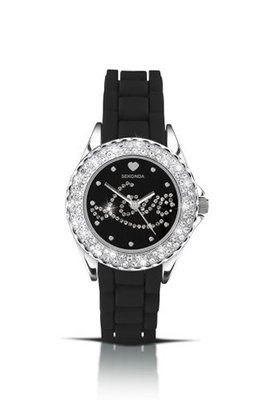 Sekonda Ladies Quartz with Black Dial Analogue Display and Black Silicone Strap 4610.27