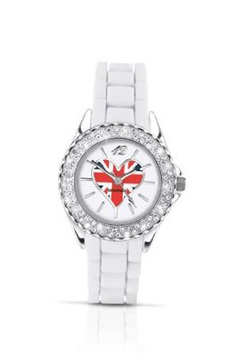 Sekonda Ladies Quartz with Union Jack Heart Dial Analogue Display and White Silicone Strap 4609.27