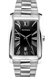 Sekonda Quartz with Black Dial Analogue Display and Silver Stainless Steel Bracelet 3634.27