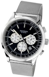 Sekonda Quartz with Black Dial Chronograph Display and Silver Stainless Steel Bracelet 3415.27