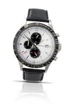 Sekonda Quartz with White Dial Chronograph Display and Black Leather Strap 3323.27