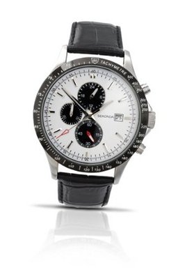 Sekonda Quartz with White Dial Chronograph Display and Black Leather Strap 3323.27