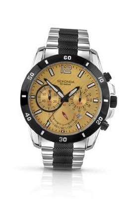 Sekonda Quartz with Yellow Dial Analogue Display and Two Tone Stainless Steel Bracelet 3506.27