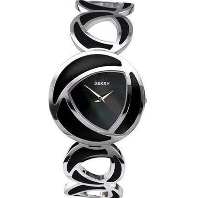 Ladies Black Stainless Steel Enamel Bracelet