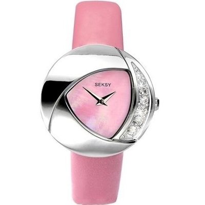 Ladies Eclipse Stone Set Pink Leather 4528