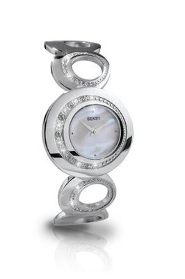 Seksy 4199 Ladies Eclipse Stone Set Case Mother of Pearl Dial