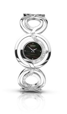 Seksy by Sekonda Quartz with Black Dial Chronograph Display and Silver Stainless Steel Bracelet 4558.37