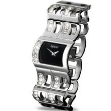 Seksy Curve by Sekonda Black Dial Stone Set Bracelet Ladies 4722