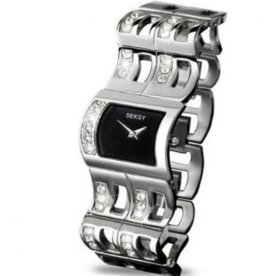 Seksy Curve by Sekonda Black Dial Stone Set Bracelet Ladies 4722