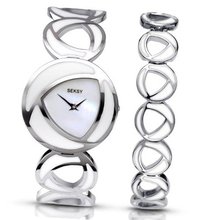 Seksy Quartz with Pearl Colour Dial Analogue Display and Silver Stainless Steel Bracelet 4531B.37