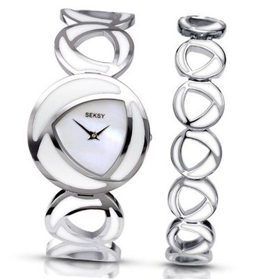 Seksy Quartz with Pearl Colour Dial Analogue Display and Silver Stainless Steel Bracelet 4531B.37