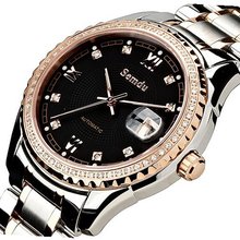 Semdu SD7001G Rose Gold Plating and Stainless Steel Two-Tone Black Dial