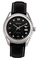 Semdu SD7001G Stainless Steel and Black Leather Black Dial